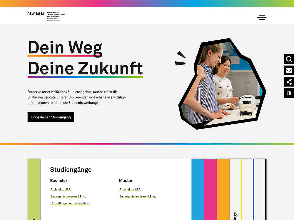 Übersicht Homepage HTW Saar