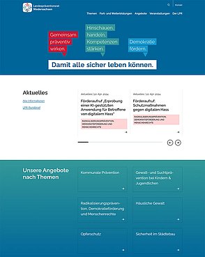 Übersicht Homepage Landespräventionsrat Niedersachsen