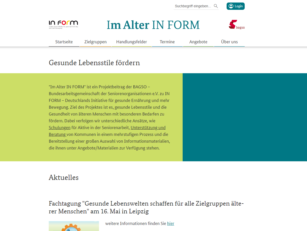 Screenshot Startseite Im Alter InForm