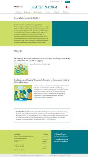 Screenshot Startseite Im Alter InForm