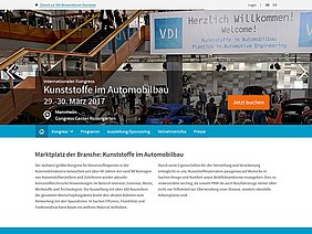 Screenshot Startseite VDI Kunststoffe im Auto