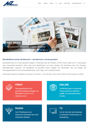 Screenshot Startseite AKZ Media