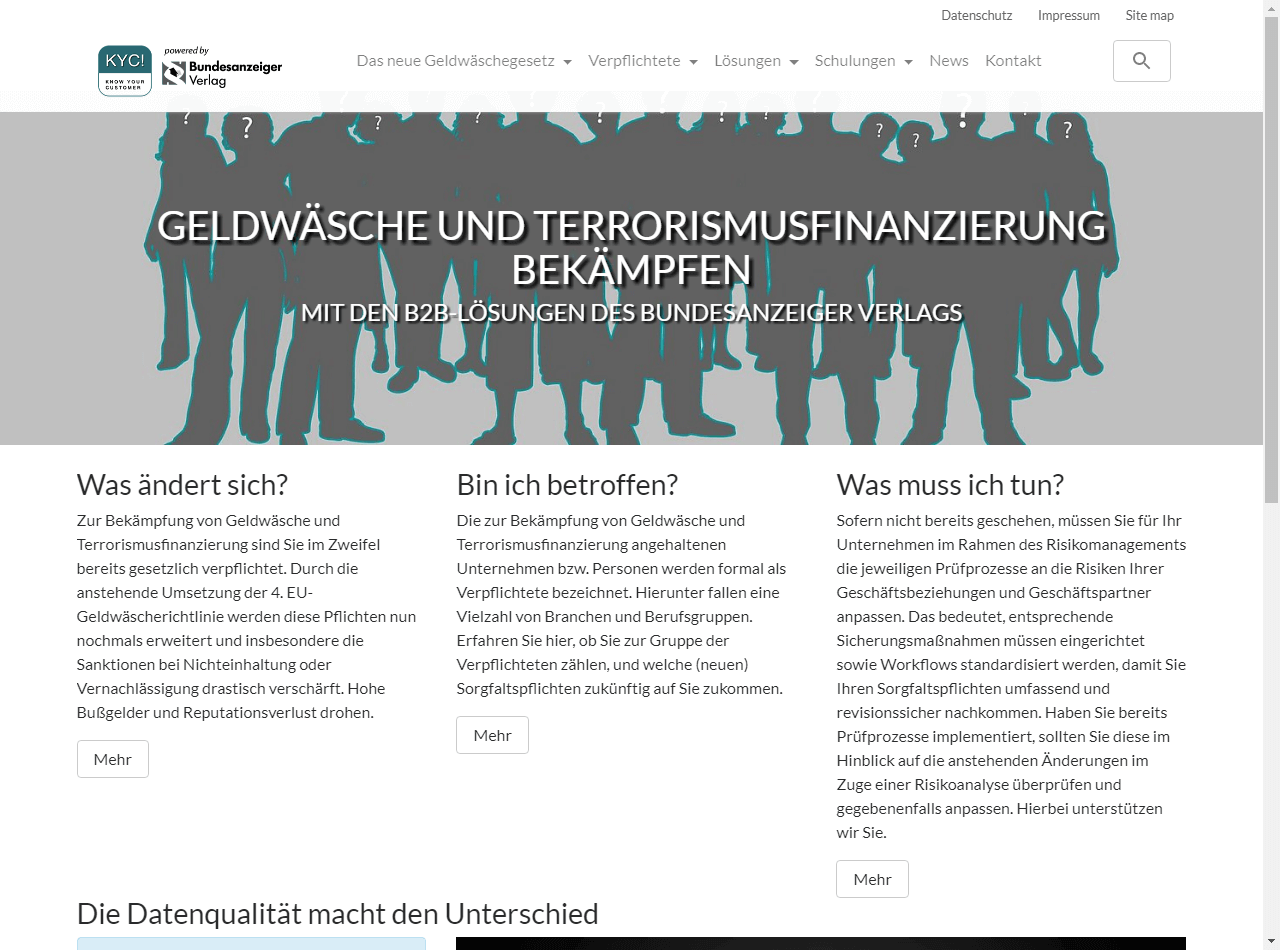 TYPO3-Website zum neuen Geldwäschegesetz